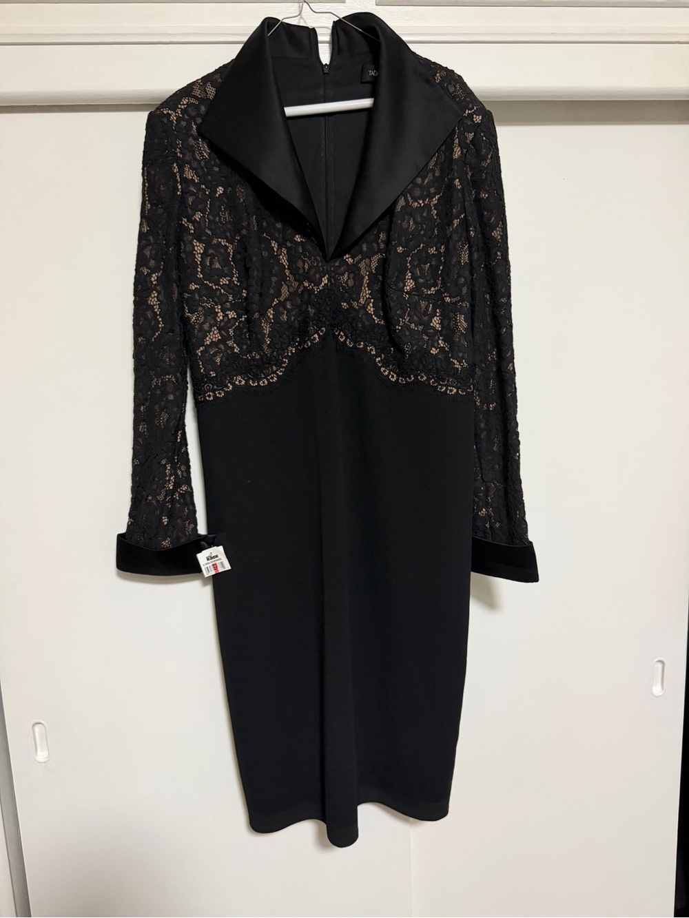 Tadashi Shoji Black Satin-Trim Sheath Dress